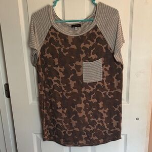 White Birch Camouflage and Striped Short Sleeve Tee